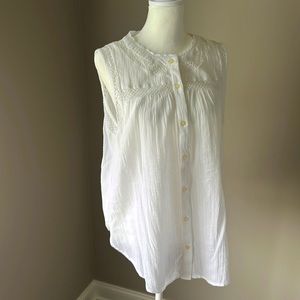 LOFT White Button Down Sleeveless Blouse. Size M